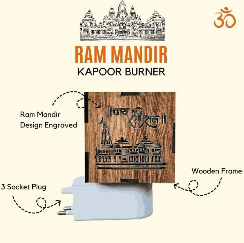 3 in 1 Ayodhya Ram Mandir Electric Kapoor Burner & Night Lamp